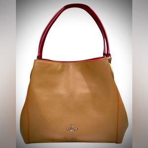 COACH EDIE 31
(37721) Silver/Walnut Tricolor Leather Shoulder Bag